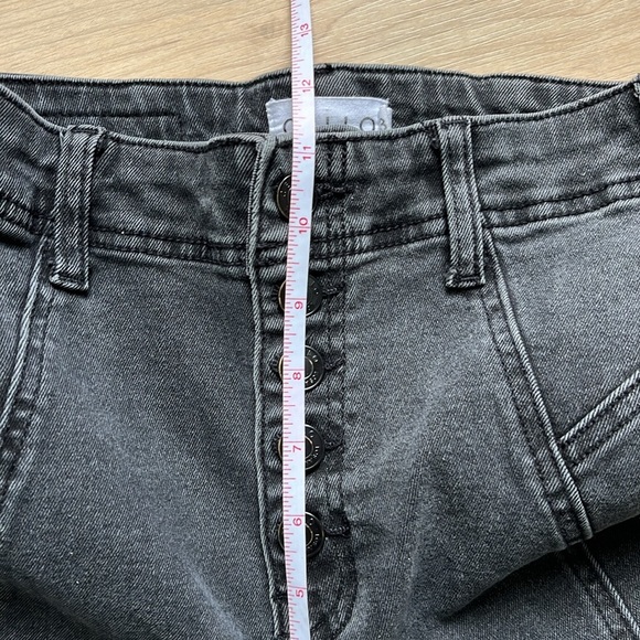 Cello Juniors Sz 3 Black Button Front High Waist Jeans Flare Rough Edge Bottoms - Picture 12 of 16